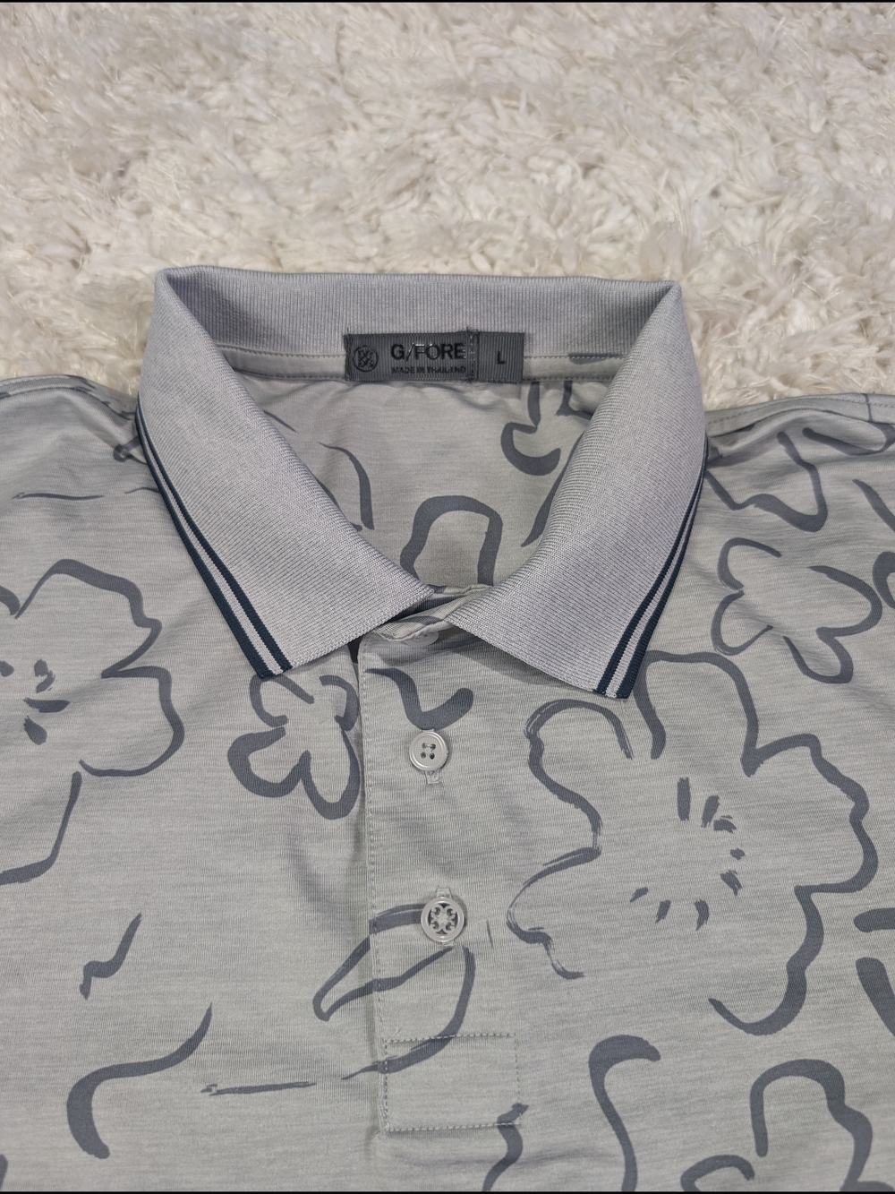 G/FORE Men’s Light Gray Floral Polo Shirt